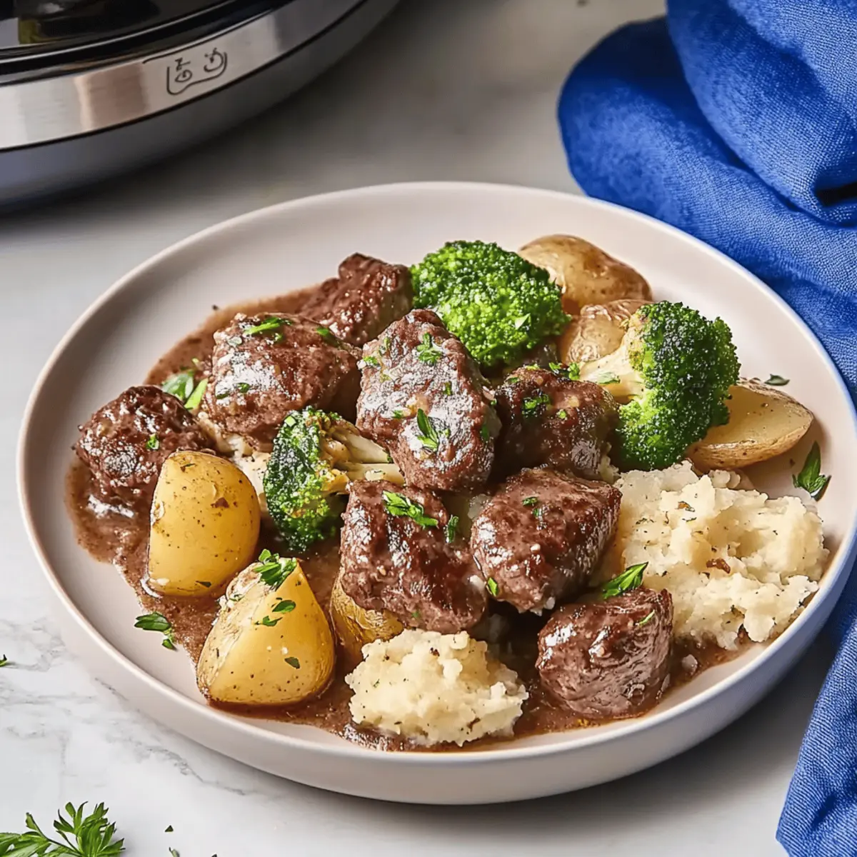 Crockpot Garlic Butter Beef Bites with Potatoes for Easy Meals