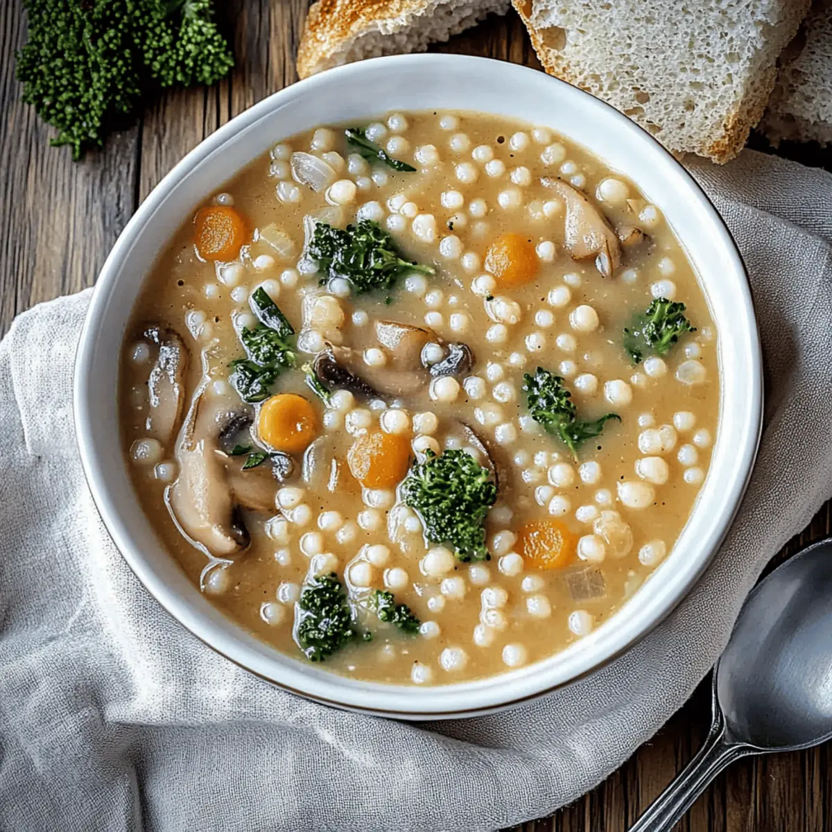 Creamy Mushroom & Pearl Couscous Soup for Cozy Nights