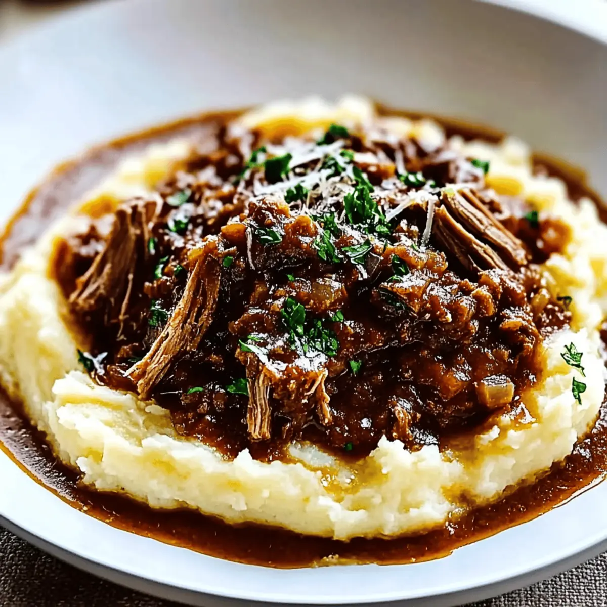 Tender Short Rib Ragu Over Silky Parmesan Mashed Potatoes Recipe