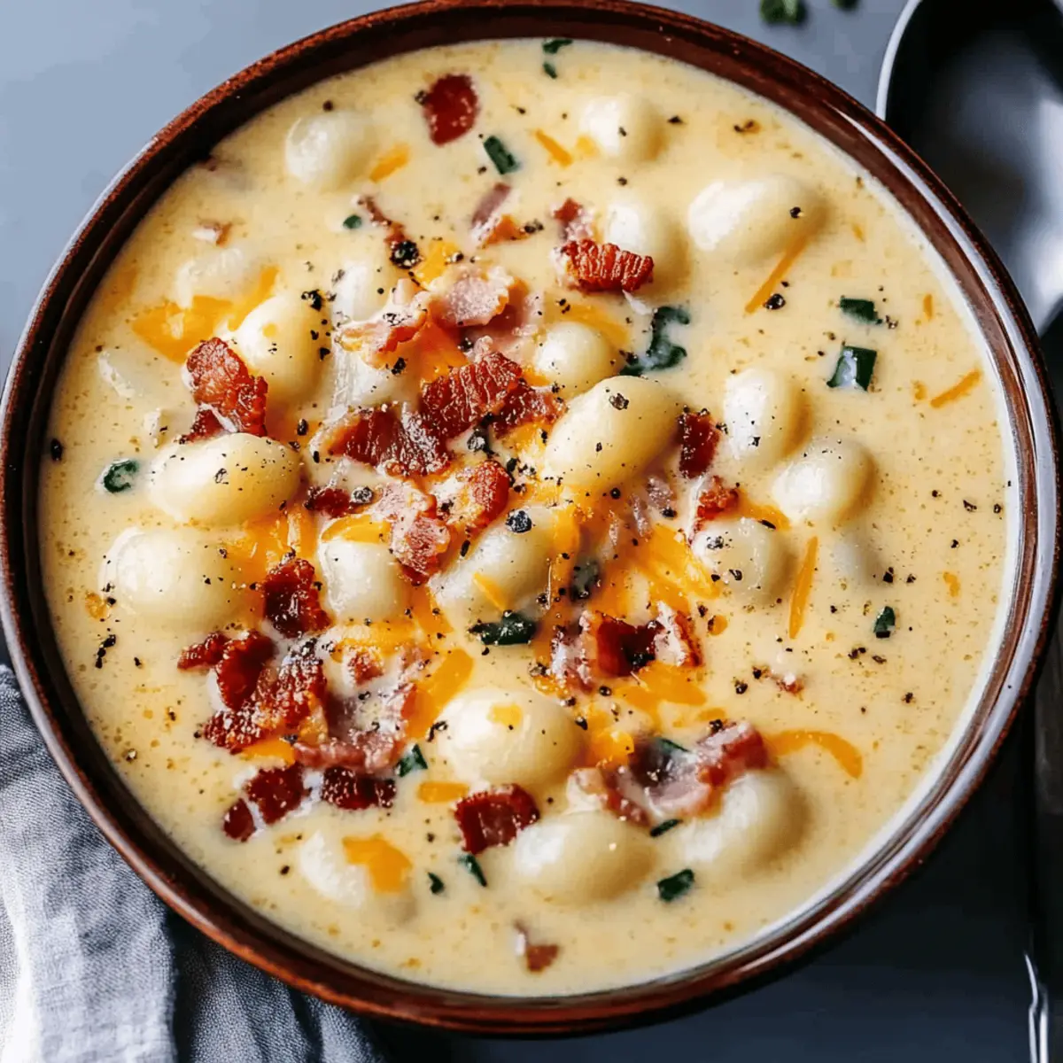 Hearty Bacon Cheddar Gnocchi Soup Recipe Ready in 38 Minutes