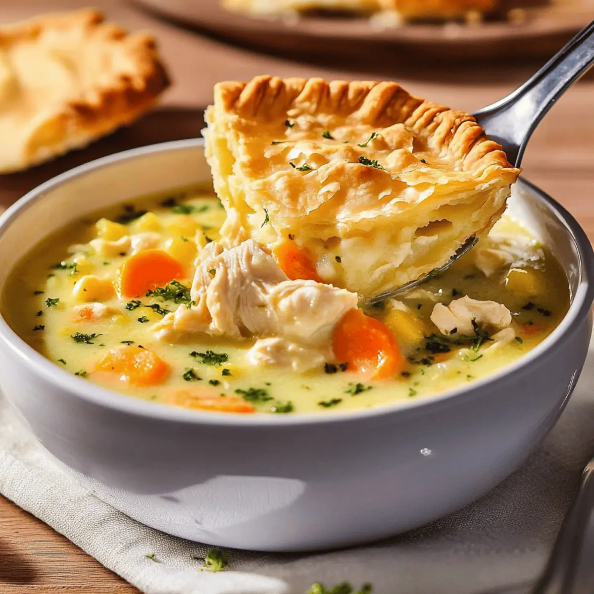 Delicious Chicken Pot Pie Soup Recipe with Cheddar Crust Dippers