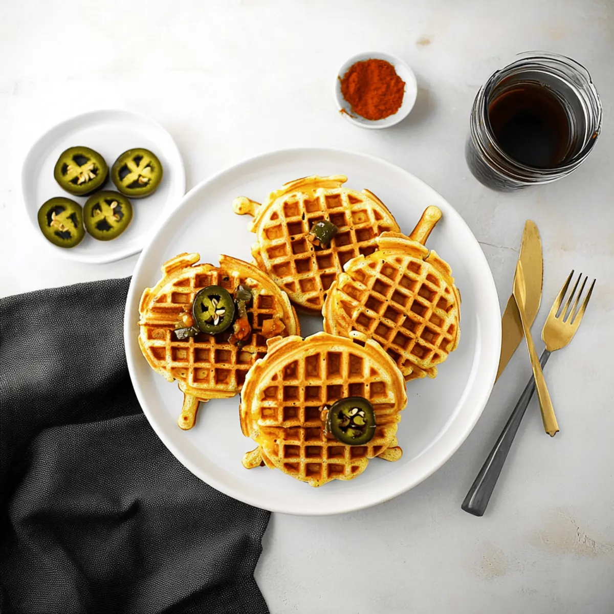 Delicious Spicy Cheddar Jalapeño Cornbread Waffles Recipe