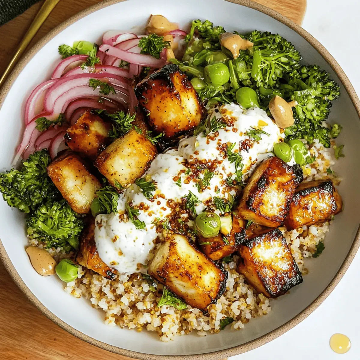 Summer Bowl with Hot Honey Halloumi