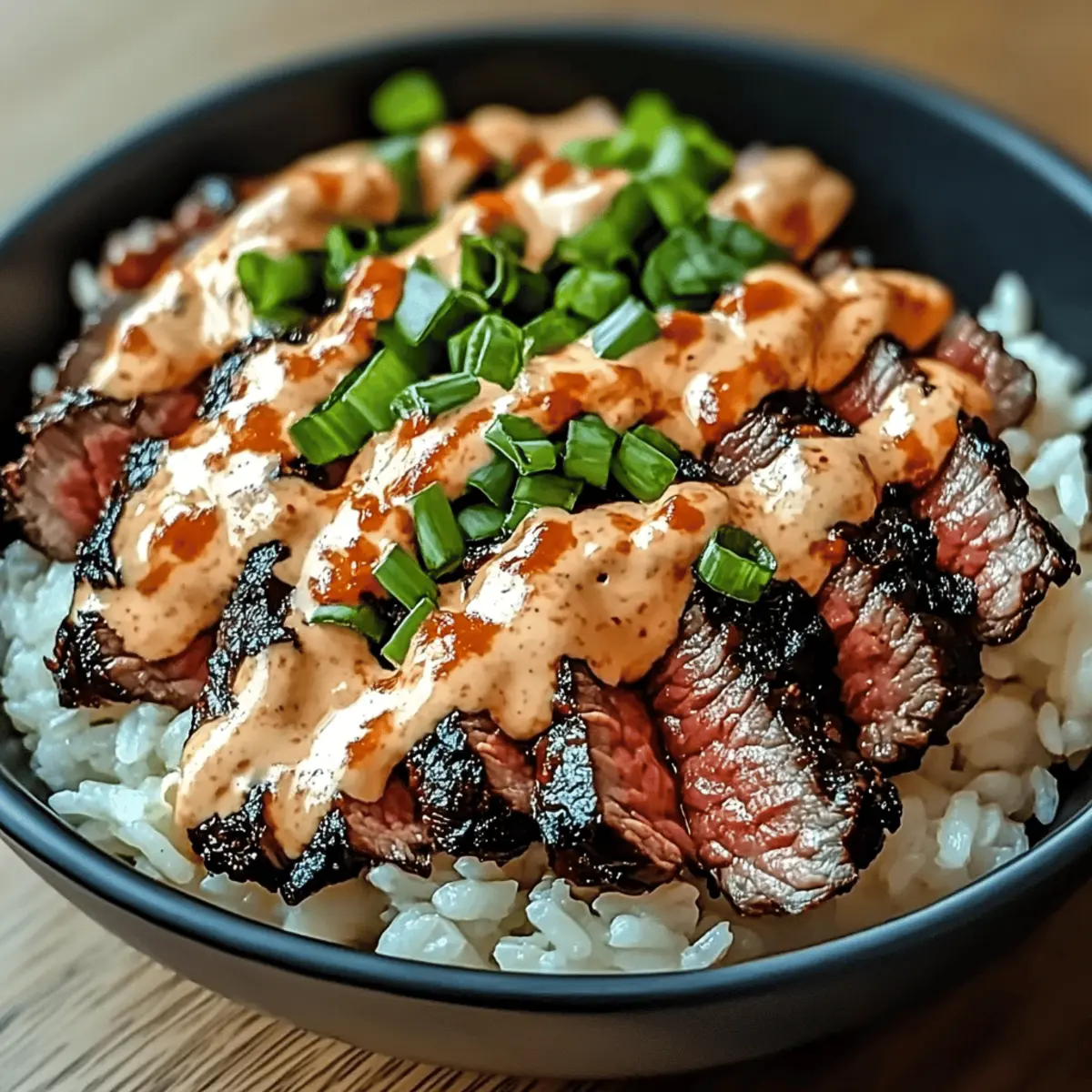 Korean BBQ Steak Rice Bowls with Spicy Cream Sauce Recipe