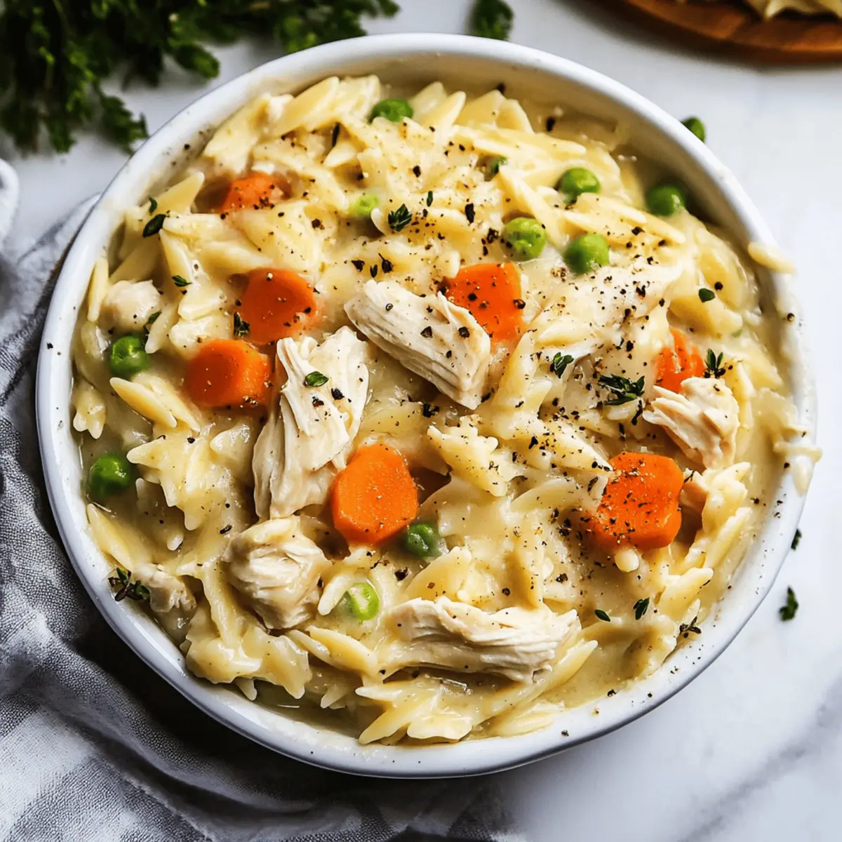 Cozy Chicken Pot Pie Orzo: Comforting Creamy Recipe for Dinner