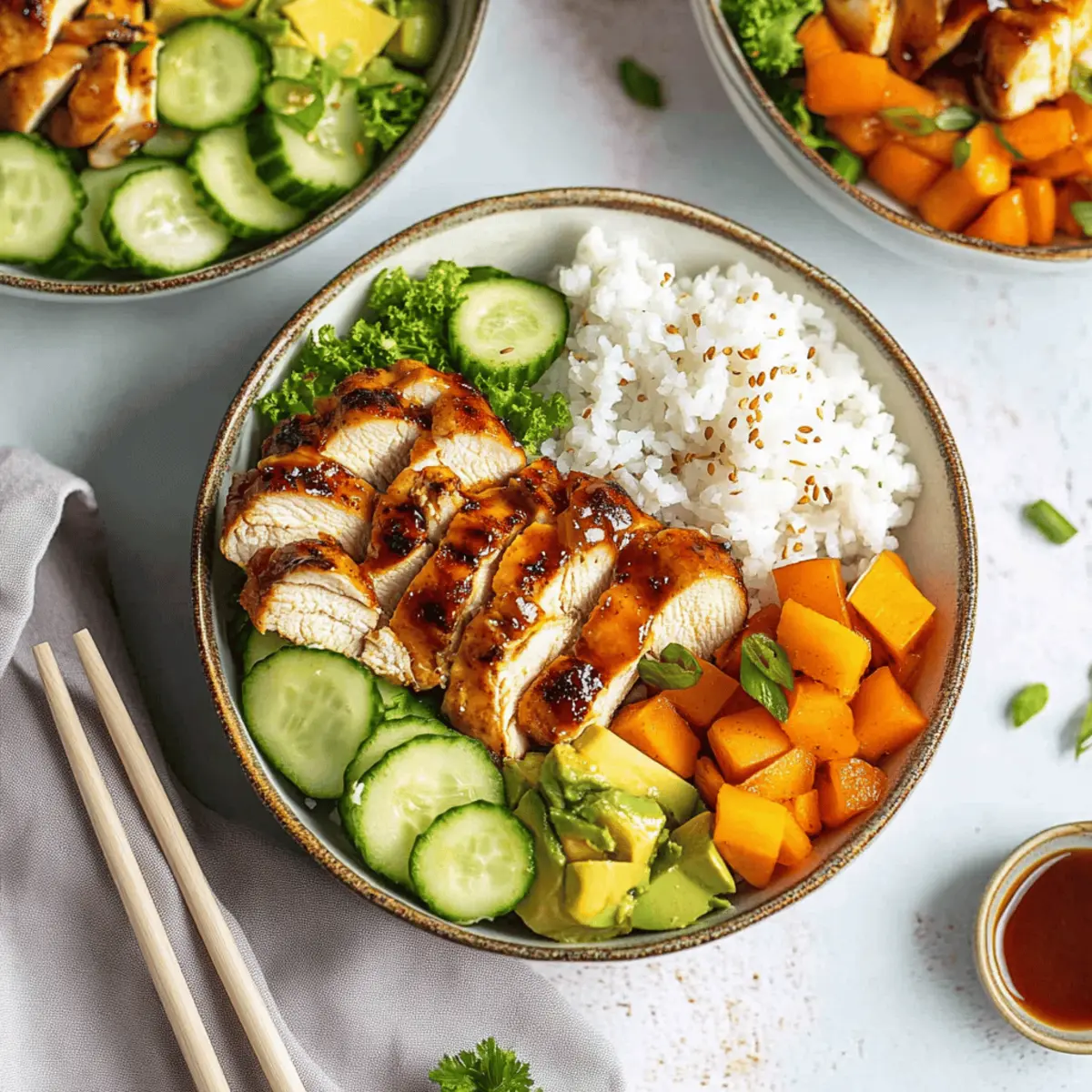 Healthy Hot Honey Chicken Bowls with Veggies and Rice Recipe
