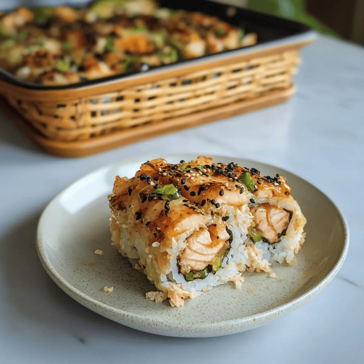 Delicious Spicy Salmon Sushi Bake Recipe in 40 Minutes