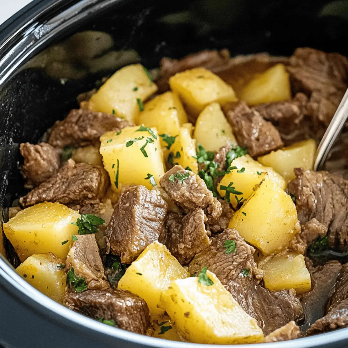Slow Cooker Steak and Cheddar Potato Casserole Recipe for Dinner