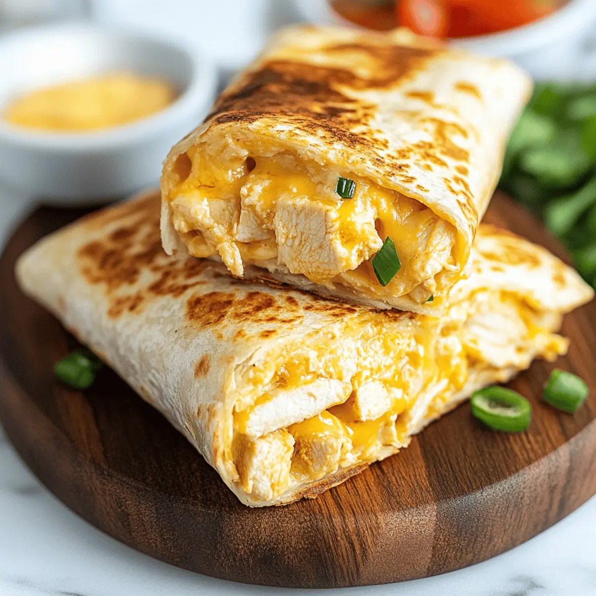 Ooey-Gooey Cheesy Garlic Chicken Wraps