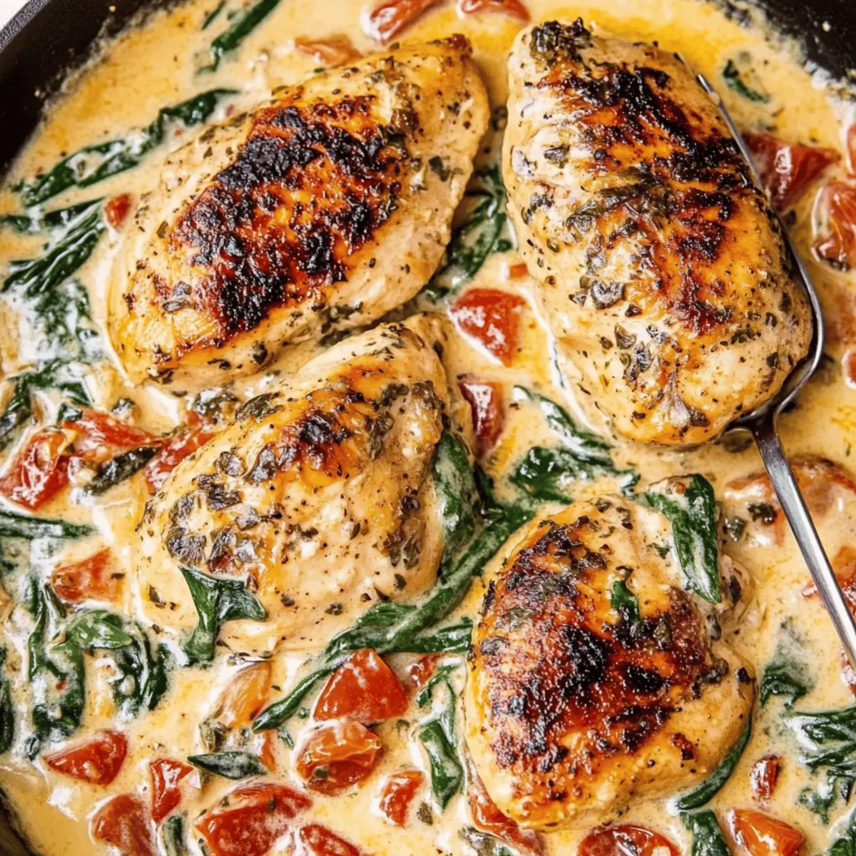 Creamy Tuscan Chicken with Spinach and Cherry Tomatoes Recipe