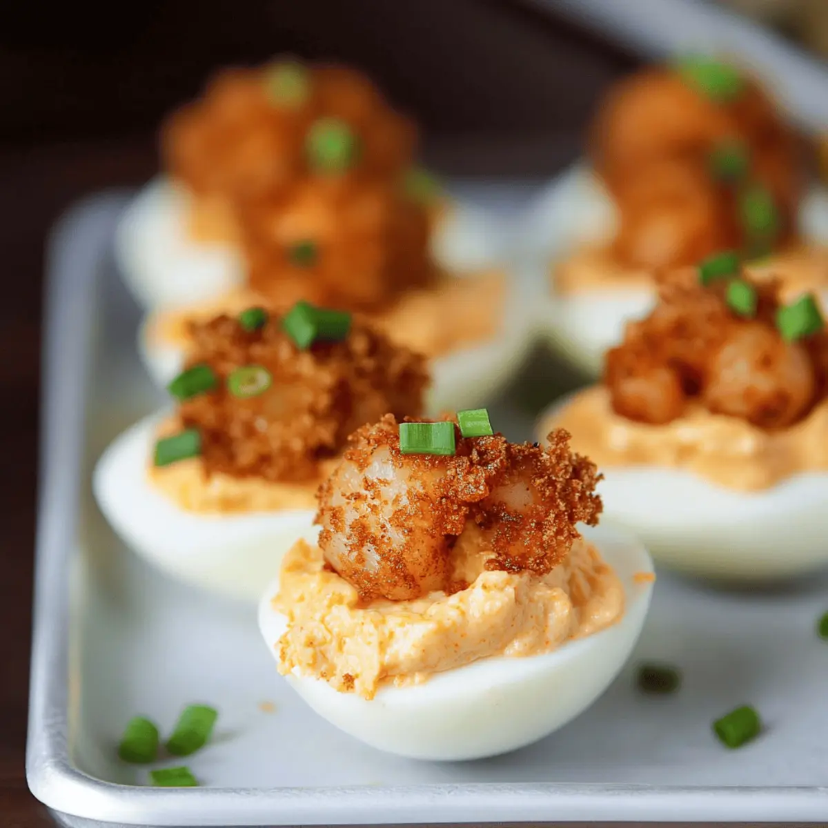 Indulge in Fried Shrimp Deviled Eggs for a Tasty Appetizer