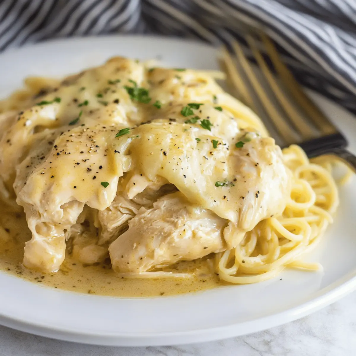 Delicious Crock Pot Angel Chicken with Creamy Pasta Recipe