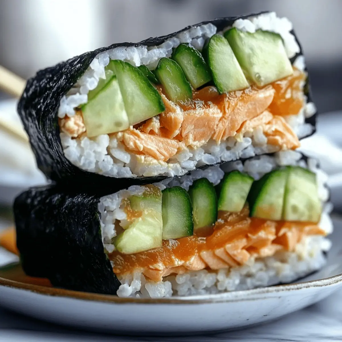 Onigirazu (Rice Sandwich) with Salmon, Cucumber and Avocado