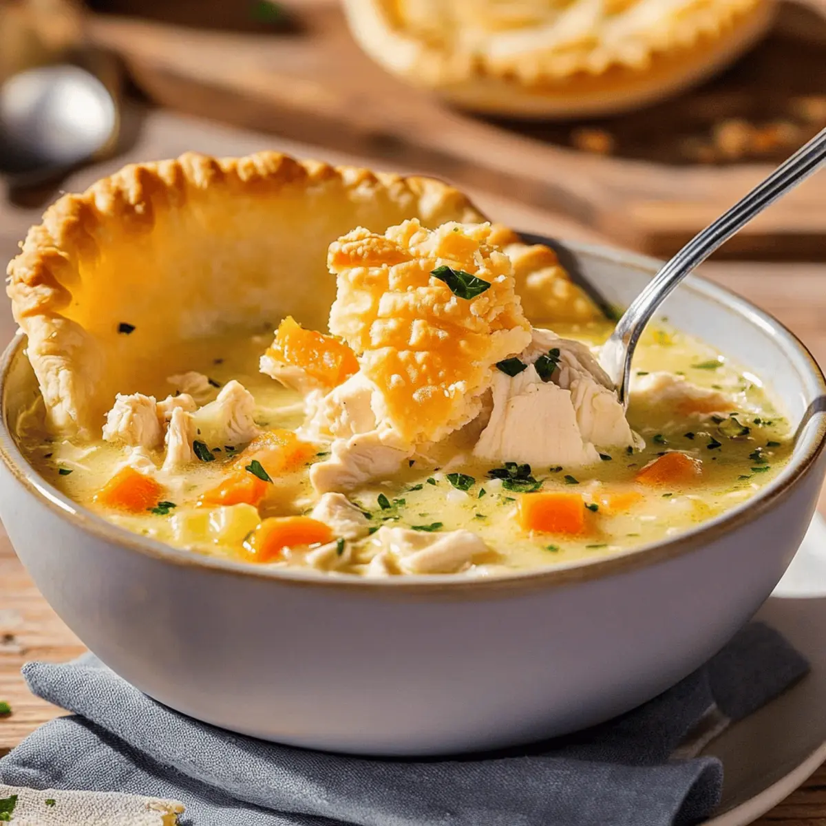 Delicious Chicken Pot Pie Soup Recipe with Cheddar Crust Dippers