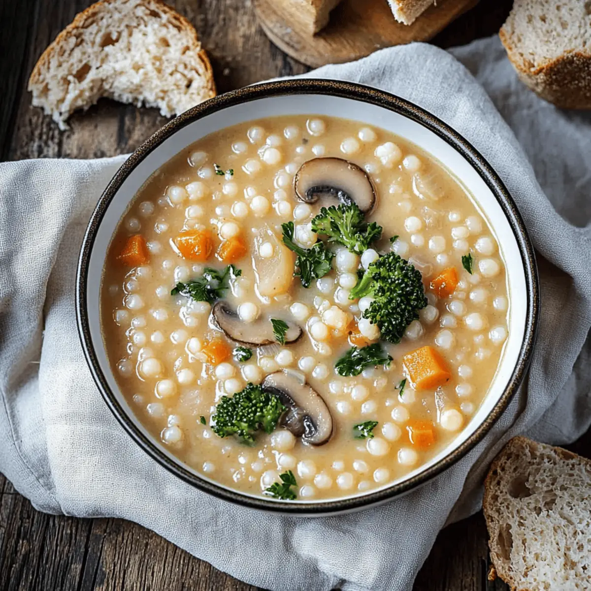 Creamy Mushroom & Pearl Couscous Soup for Cozy Nights