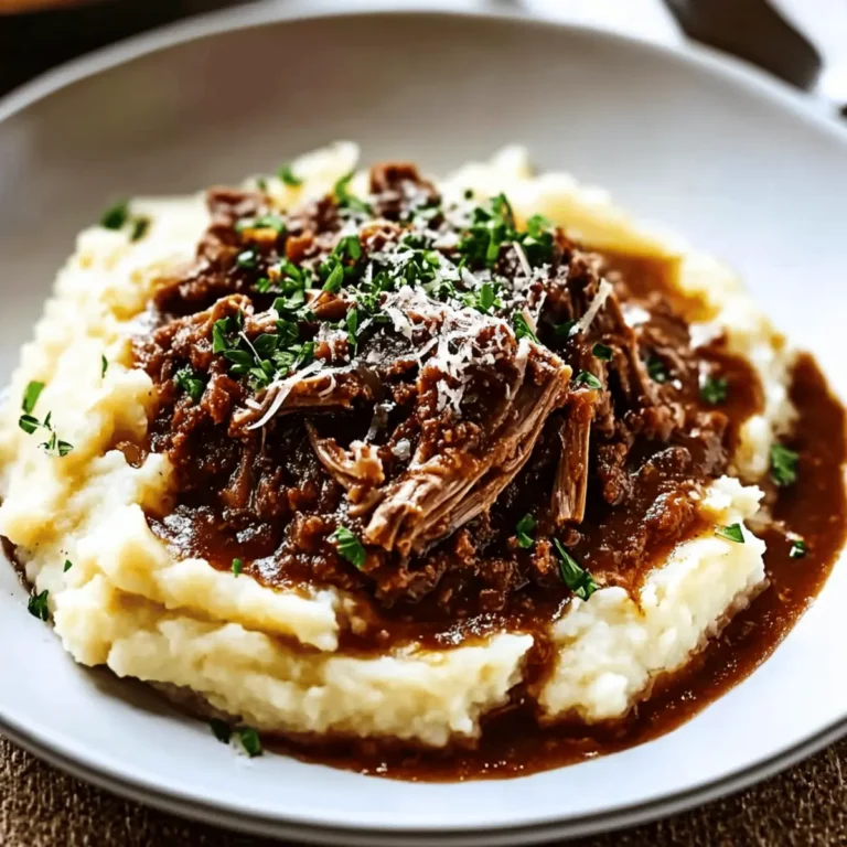 Tender Short Rib Ragu Over Silky Parmesan Mashed Potatoes