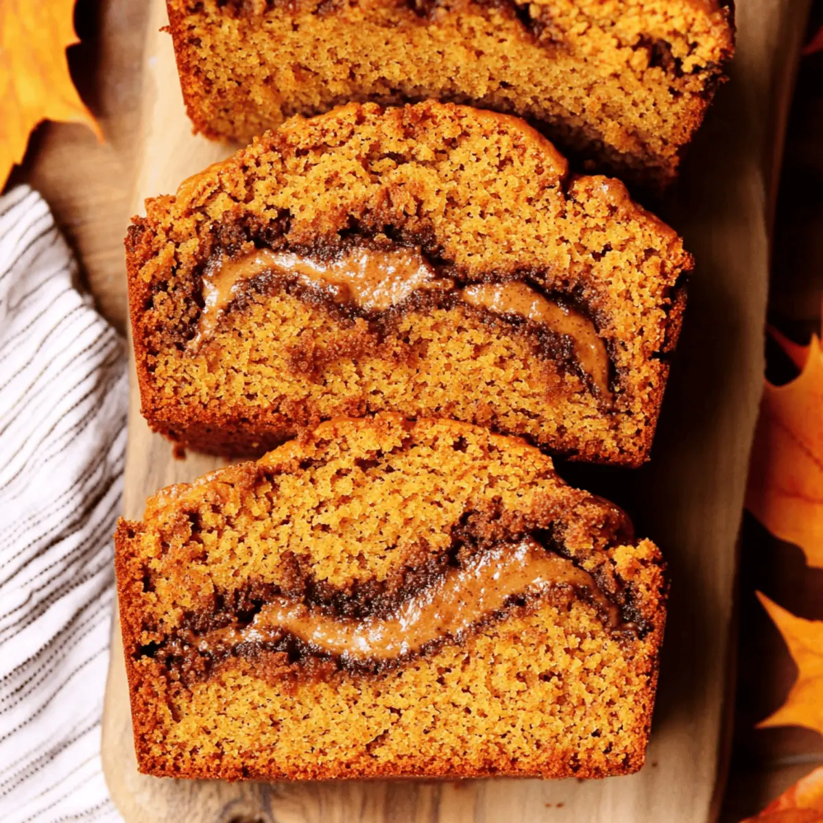 Mini Pumpkin Bread with Cinnamon Swirl