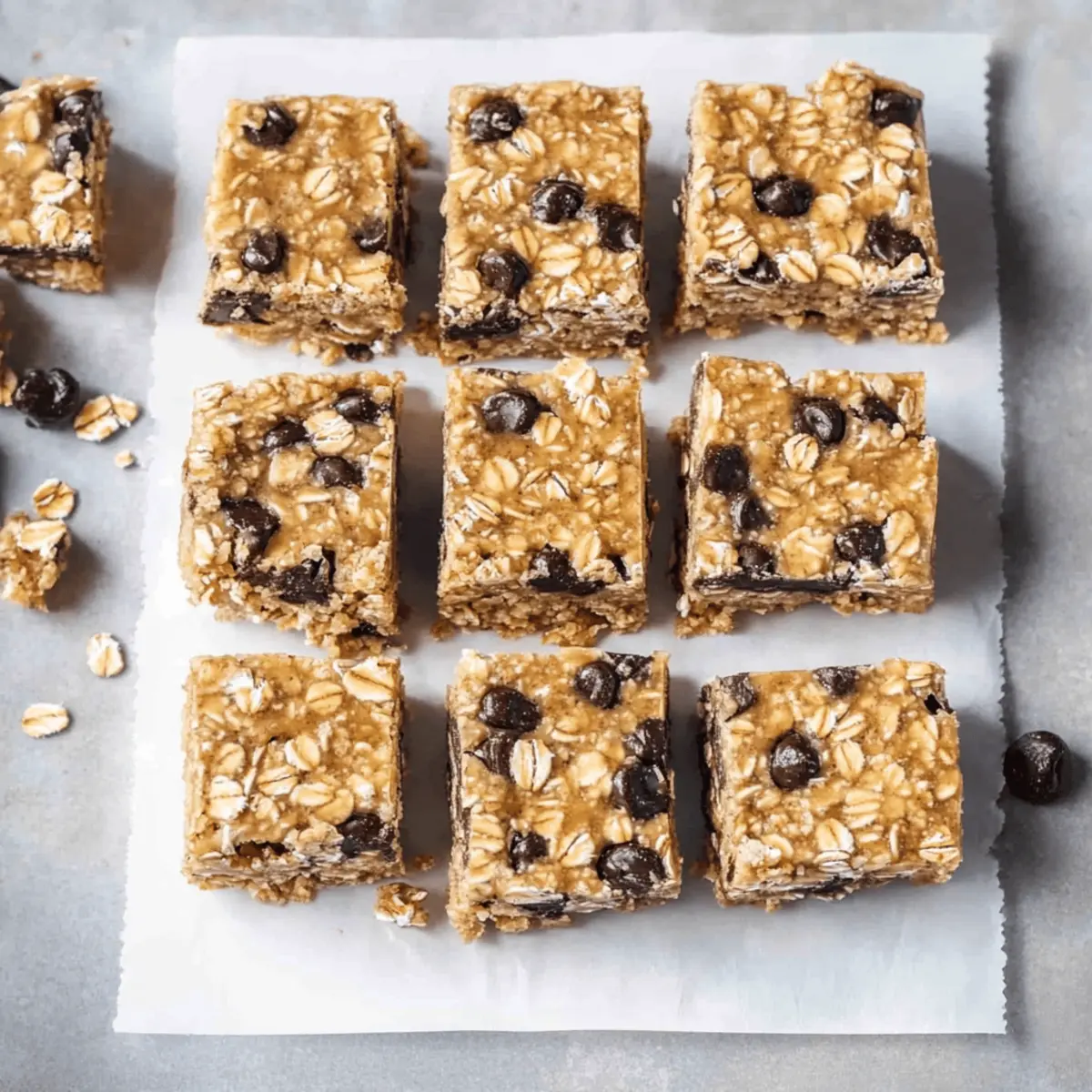 Healthy No-Bake Oatmeal Bars with Peanut Butter and Chocolate Chips