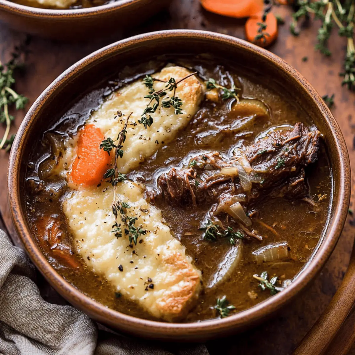 French Onion Beef Short Rib Soup Recipe with Cheesy Toast