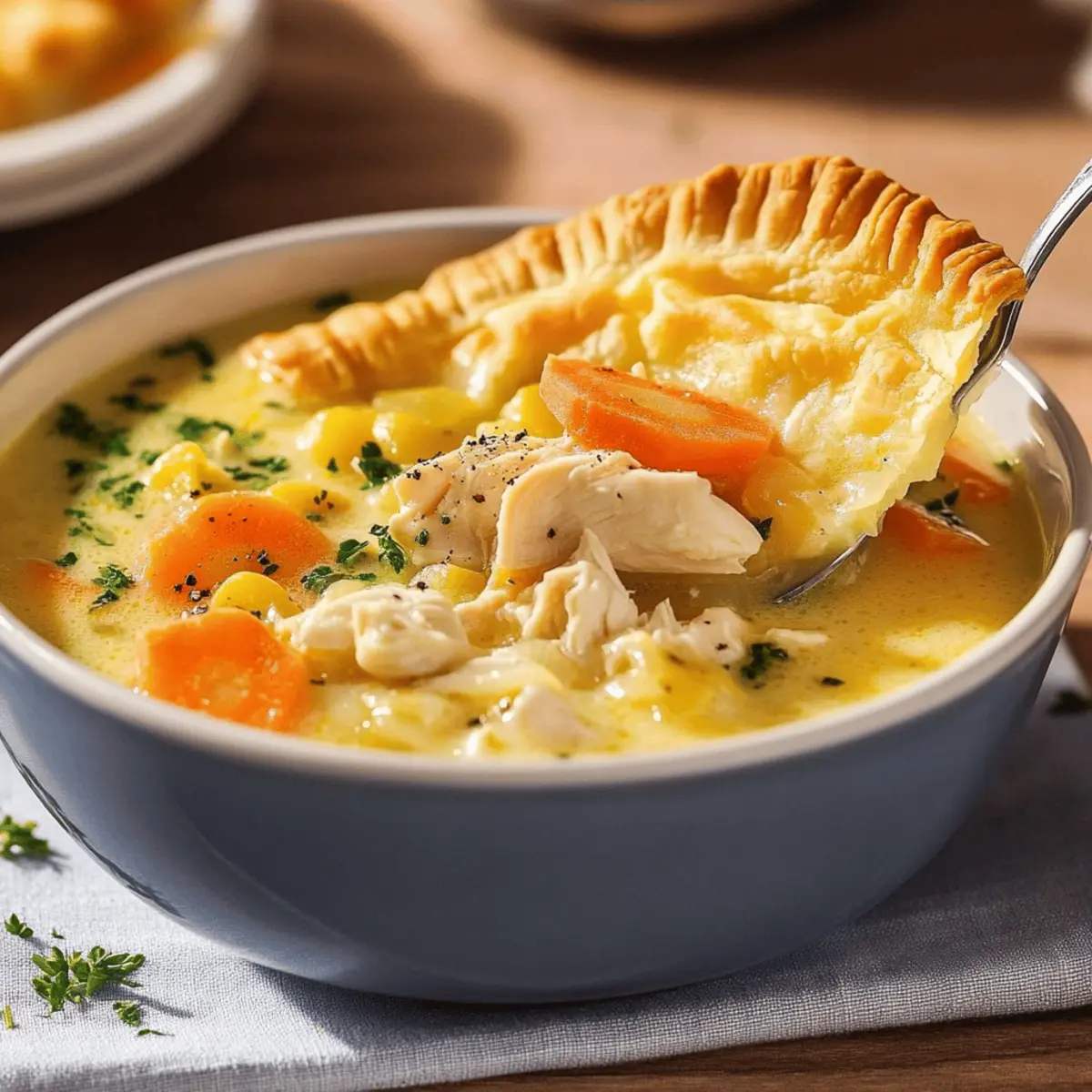Delicious Chicken Pot Pie Soup Recipe with Cheddar Crust Dippers