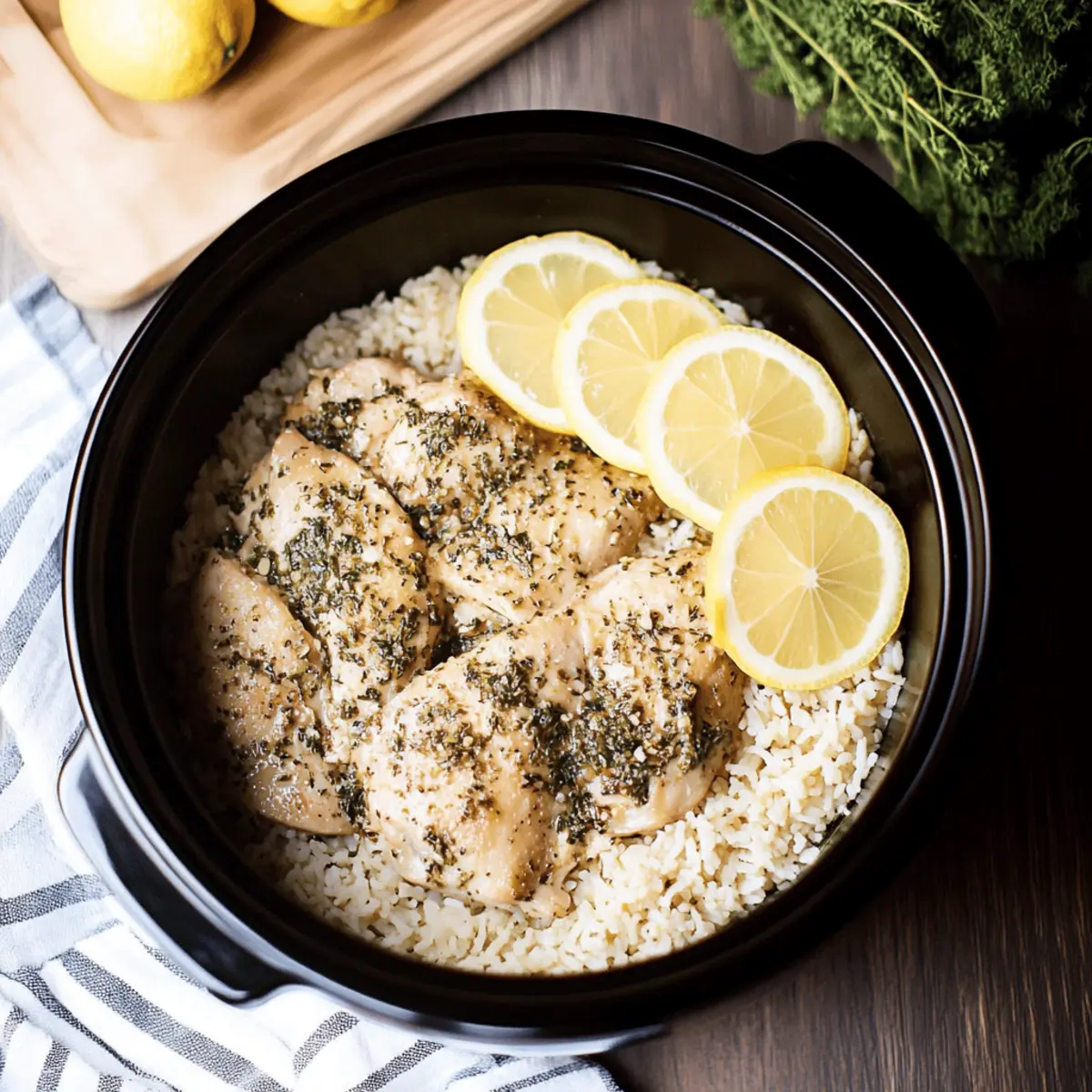 Delicious Slow Cooker Lemon Herb Chicken and Rice Recipe