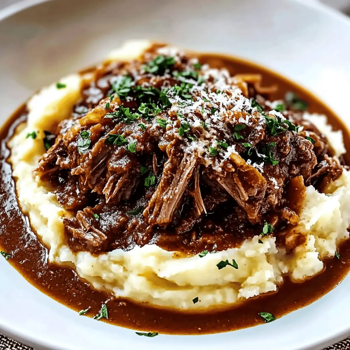 Tender Short Rib Ragu Over Silky Parmesan Mashed Potatoes Recipe