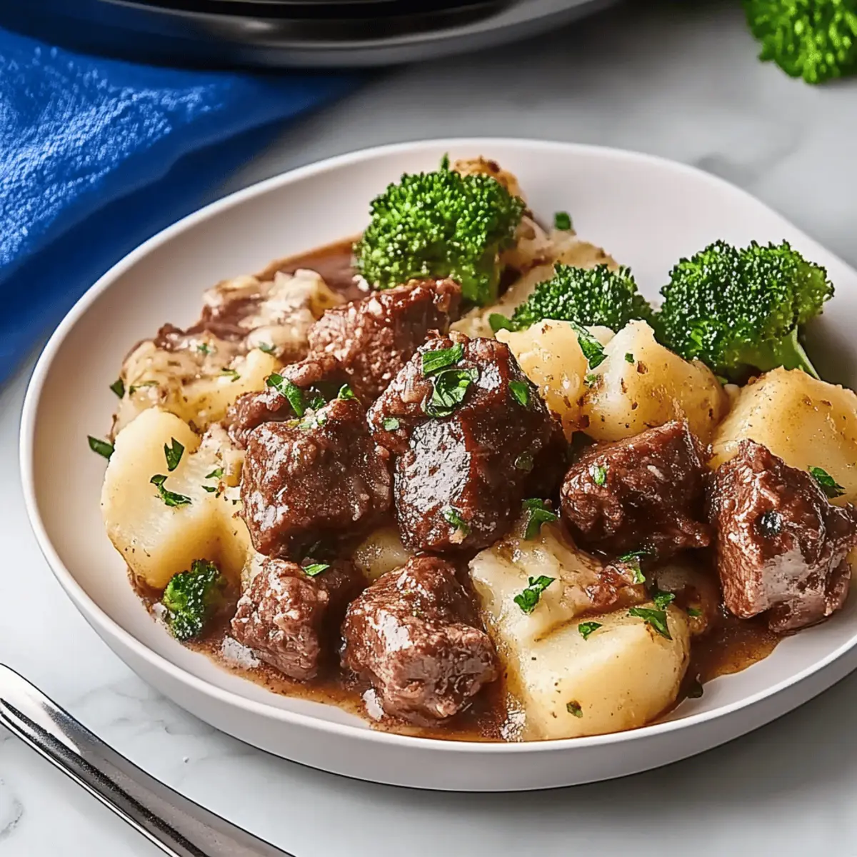 Crockpot Garlic Butter Beef Bites with Potatoes