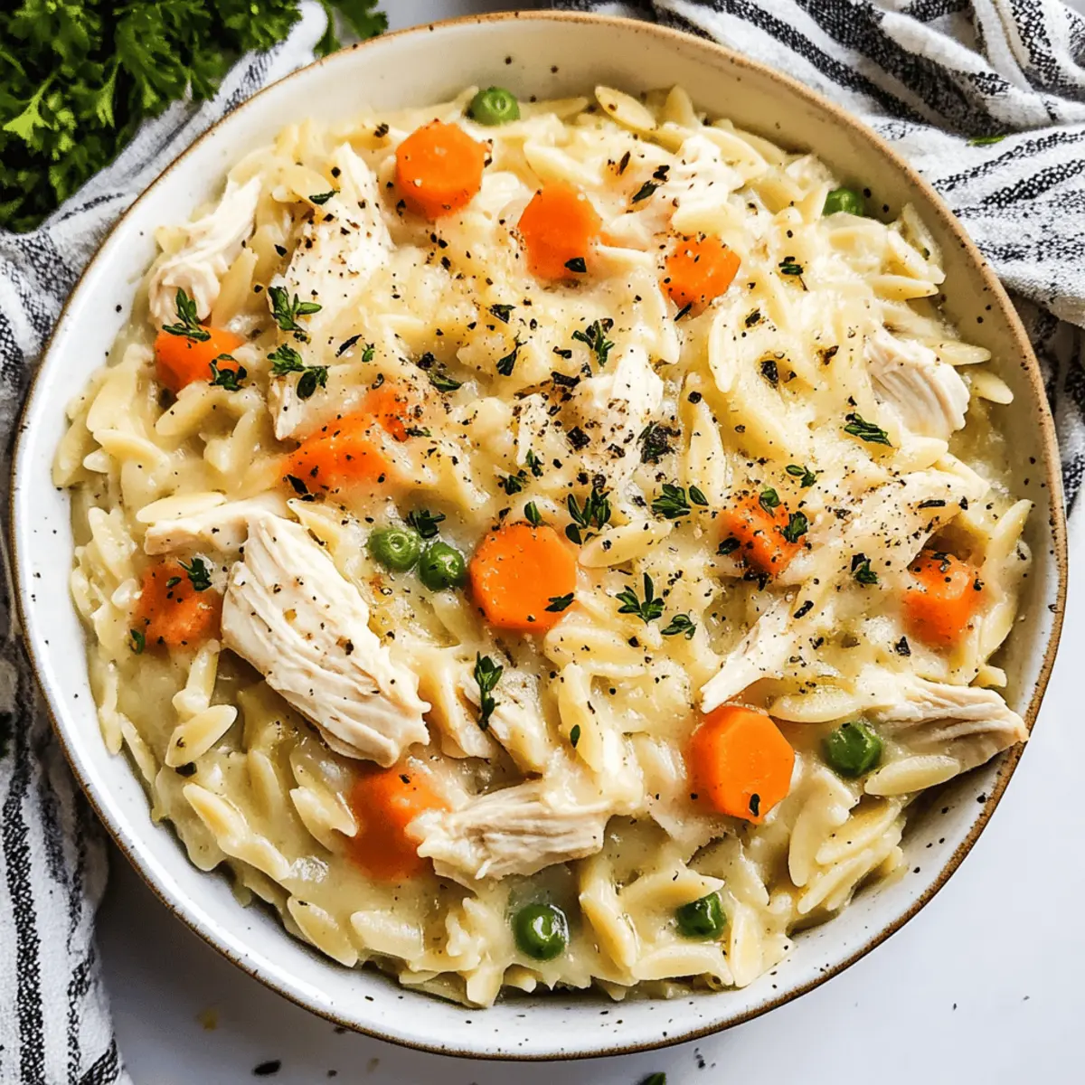 Cozy Chicken Pot Pie Orzo: Comforting Creamy Recipe for Dinner