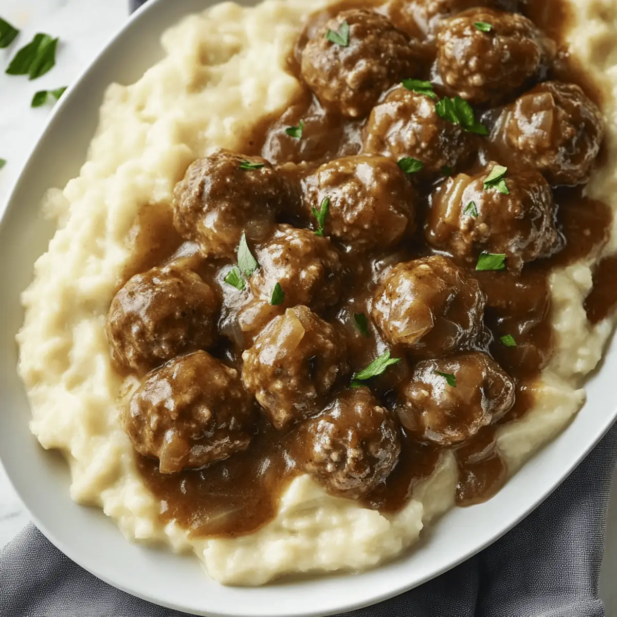 Tasty Slow Cooker Salisbury Steak Meatballs with Mushrooms and Onions
