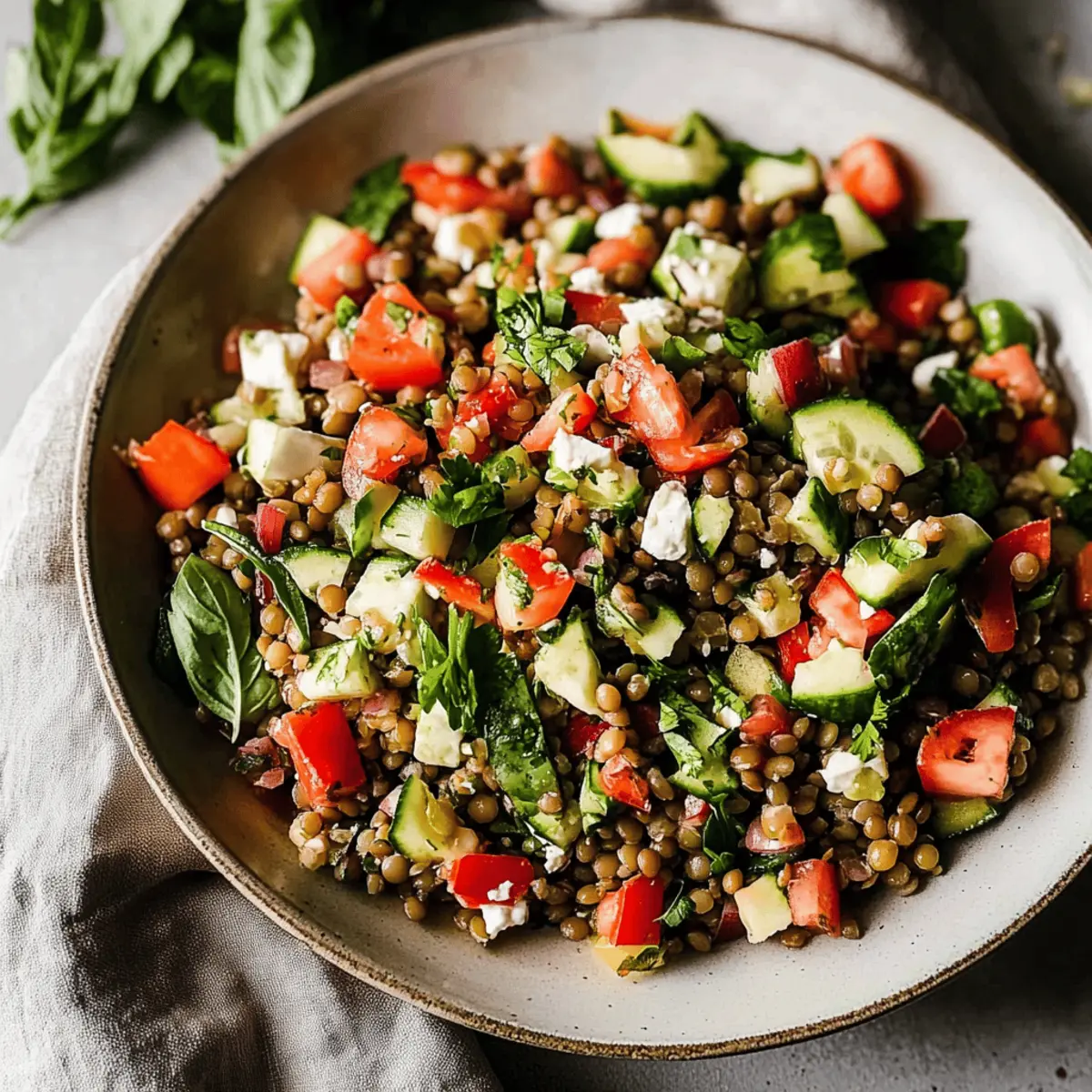 Delicious Mediterranean Lentil Salad with Feta and Fresh Herbs