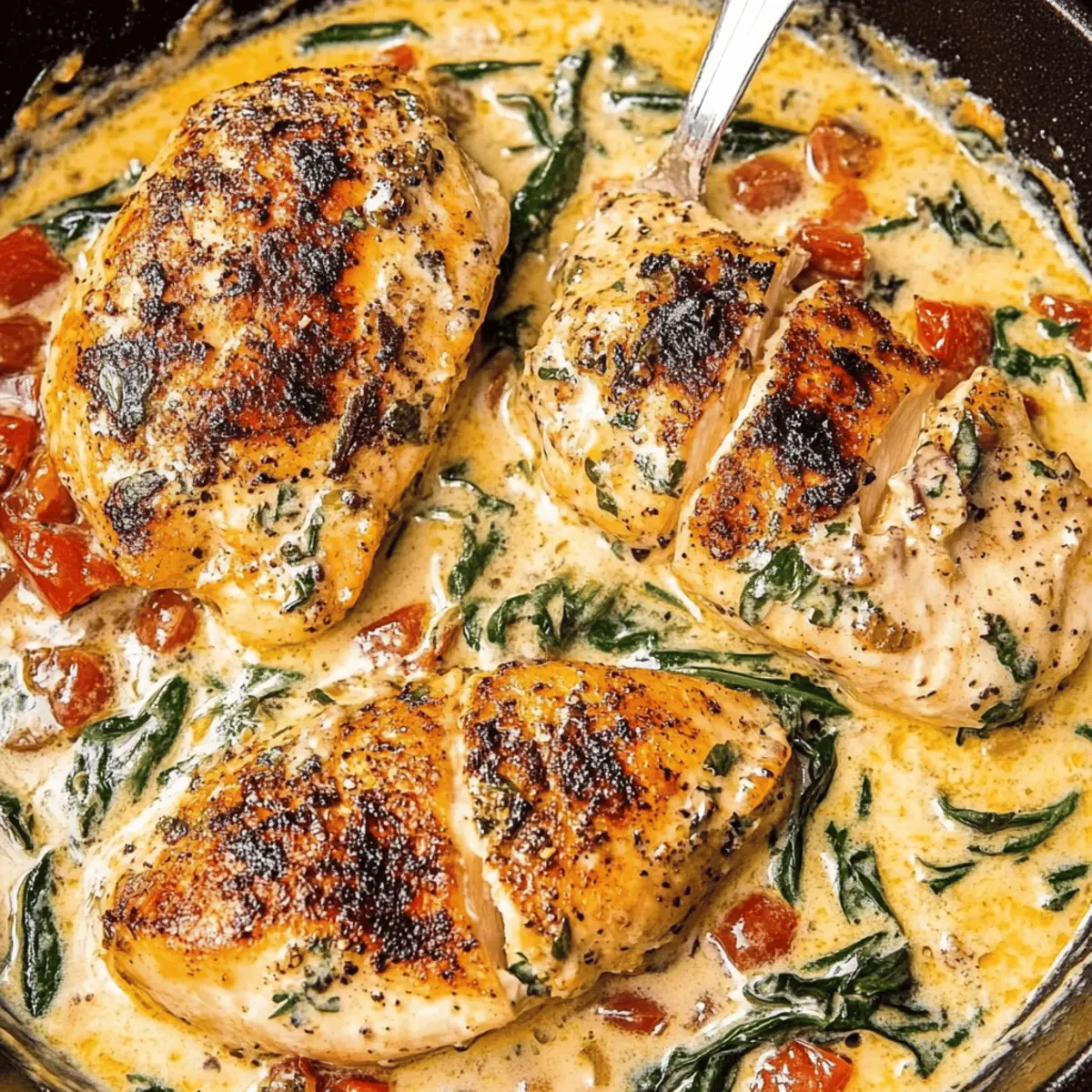 Creamy Tuscan Chicken with Spinach and Cherry Tomatoes Recipe