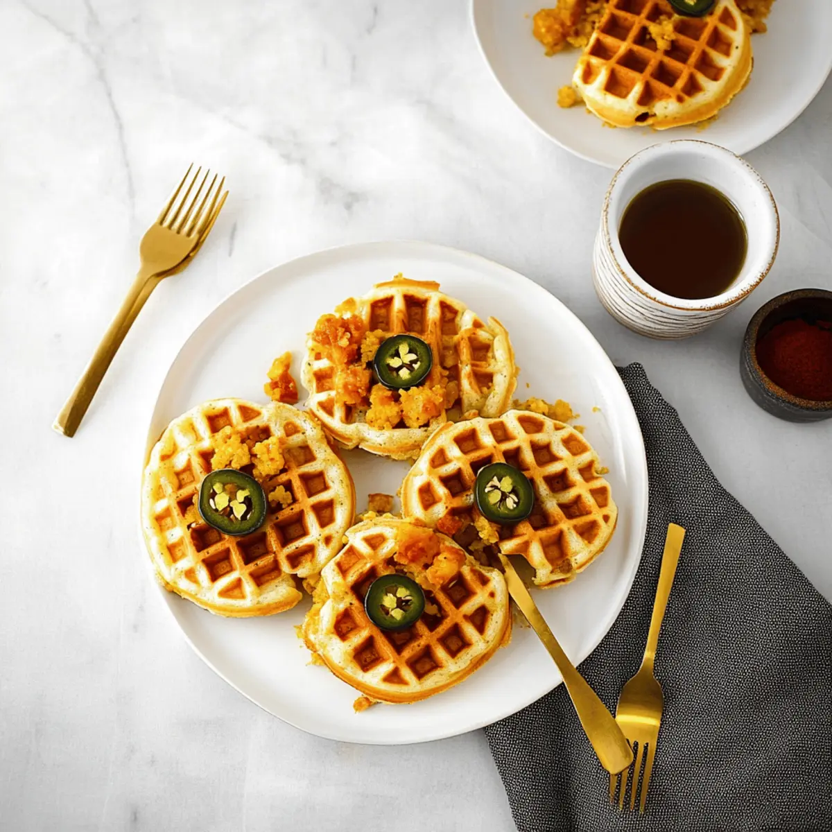 Delicious Spicy Cheddar Jalapeño Cornbread Waffles Recipe