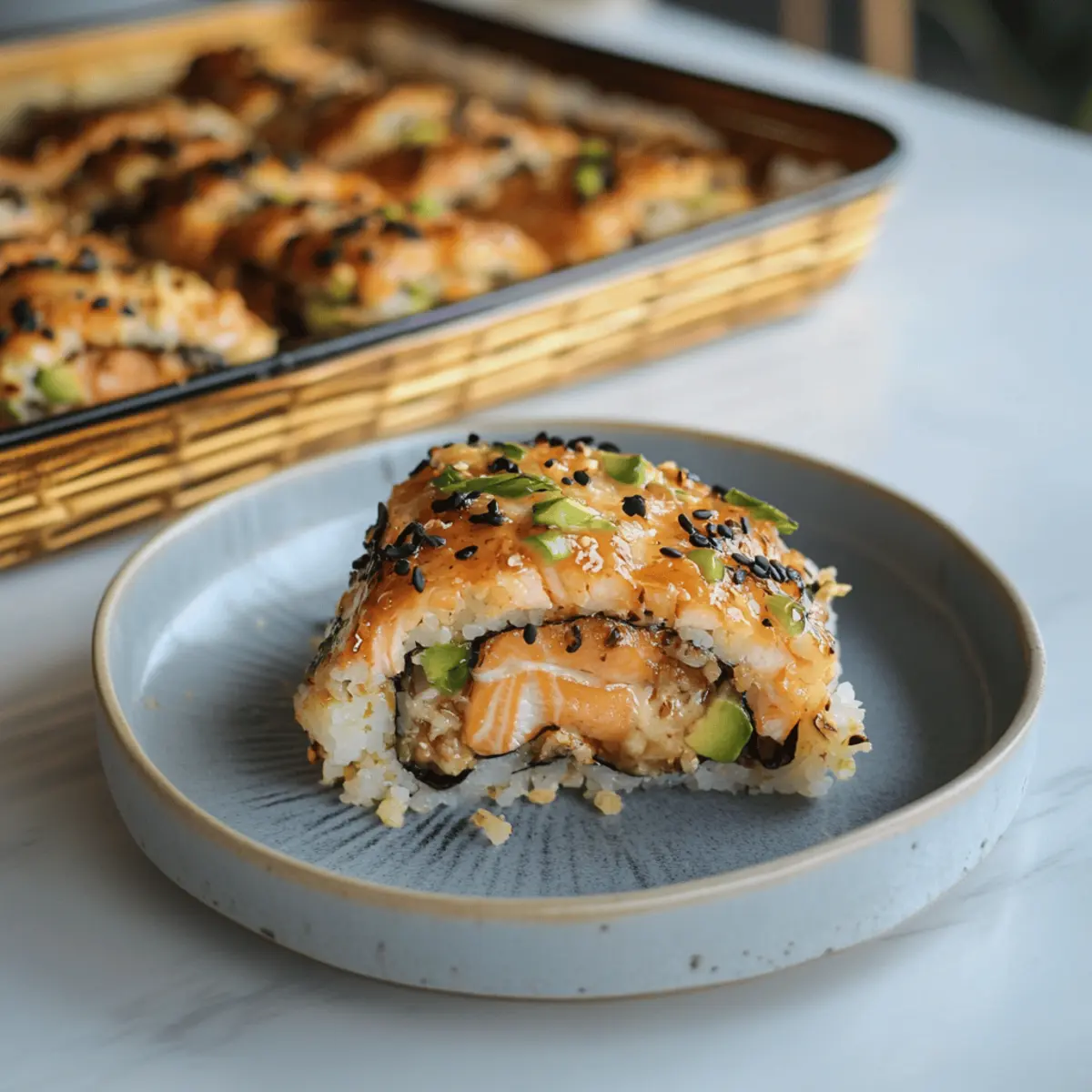 Delicious Spicy Salmon Sushi Bake Recipe in 40 Minutes