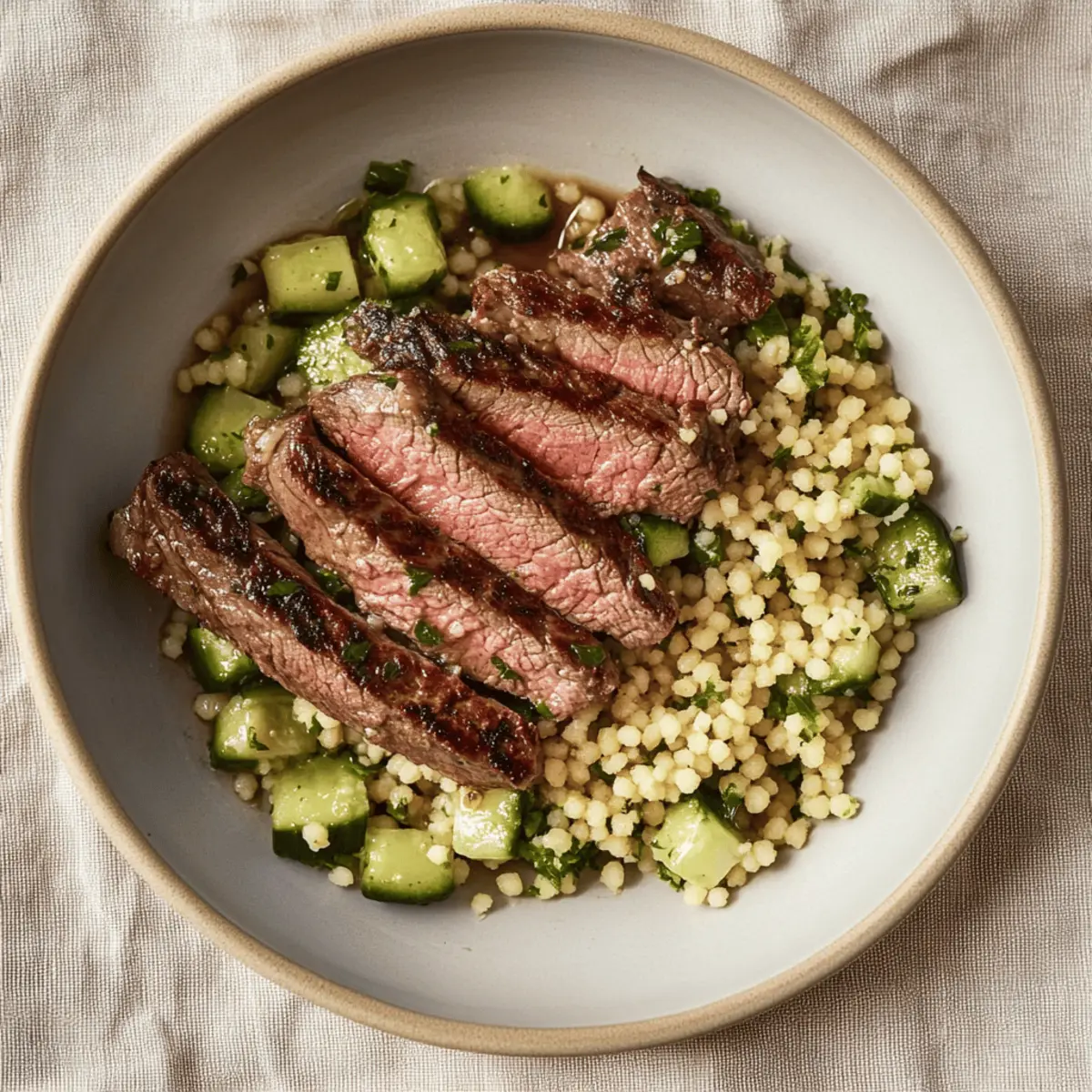 Grilled Skirt Steak with Lemon Herb Couscous Salad