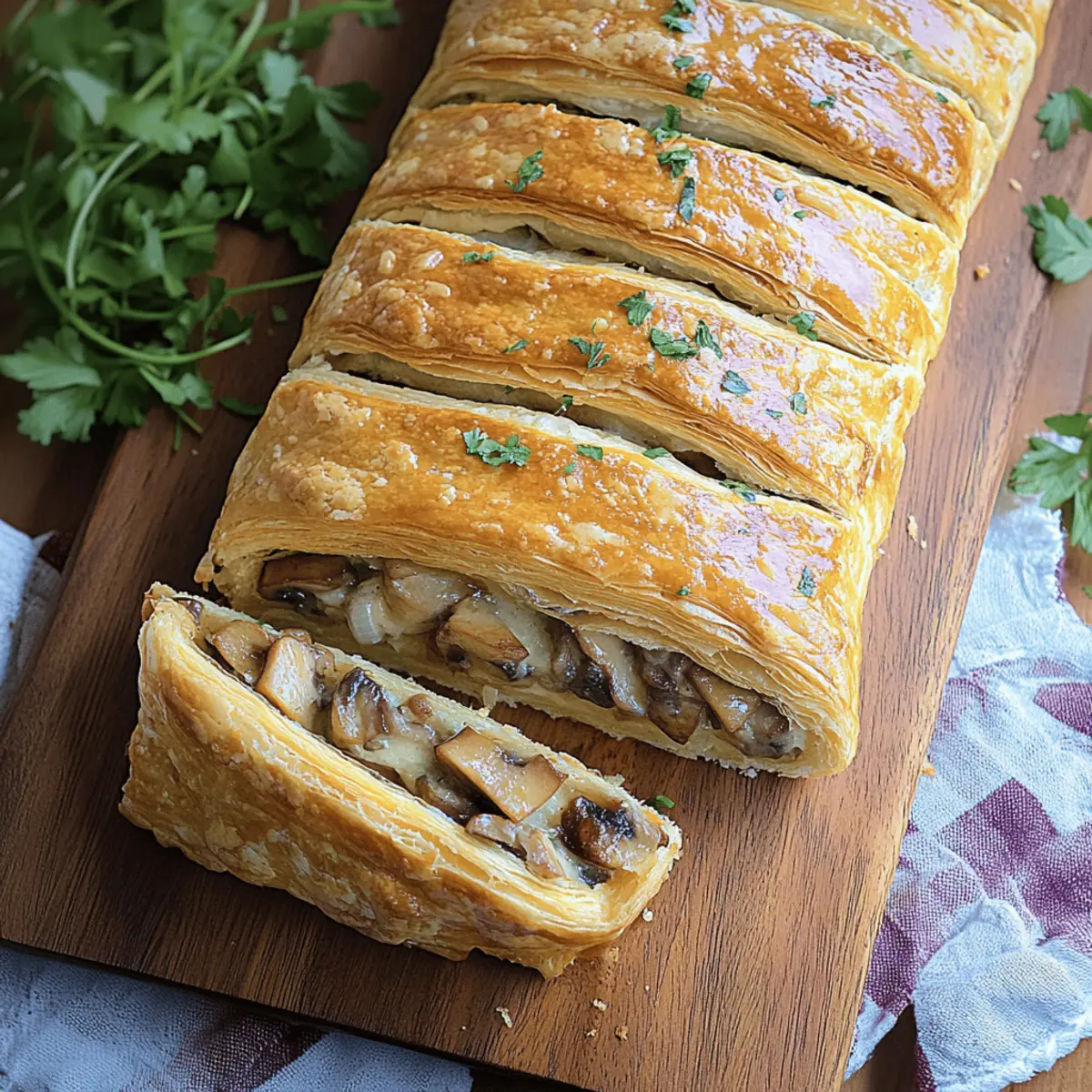 Savory Mushroom & Gruyère Puff Pastry Braid