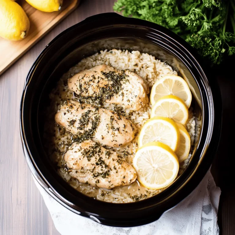 Slow Cooker Lemon Herb Chicken and Rice