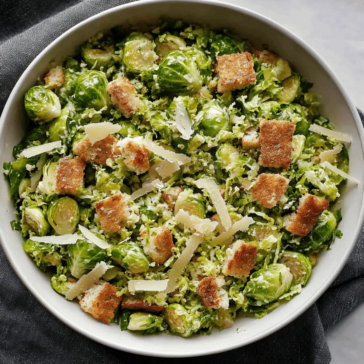 Delicious Brussels Sprout Caesar Salad Recipe with Homemade Croutons
