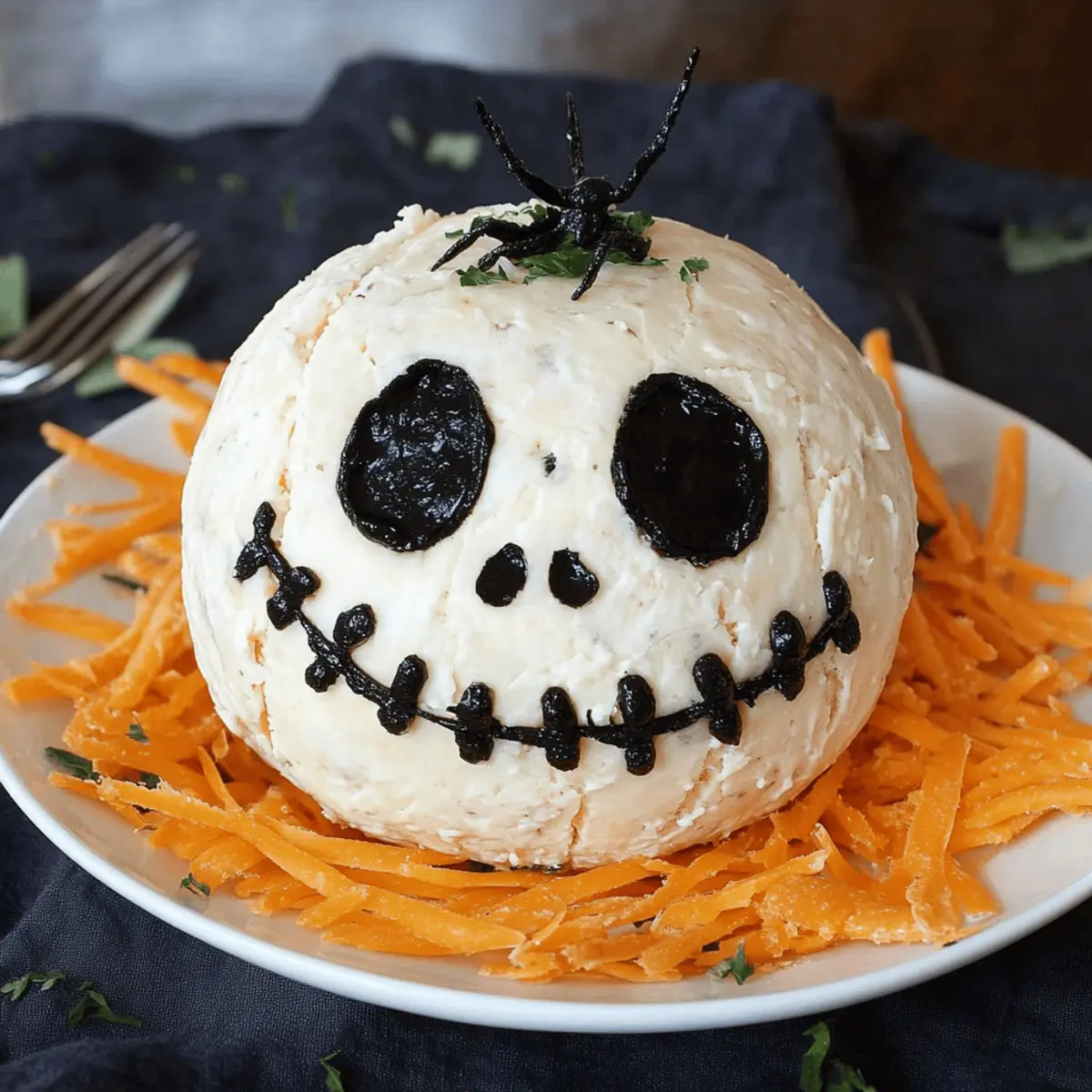 Delicious Skellington Cheese Ball Appetizer for Halloween Parties