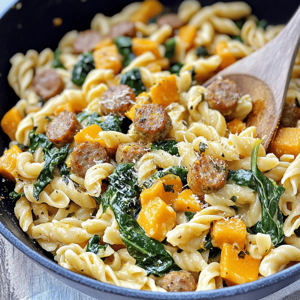 Butternut Squash Pasta with Sausage and Spinach