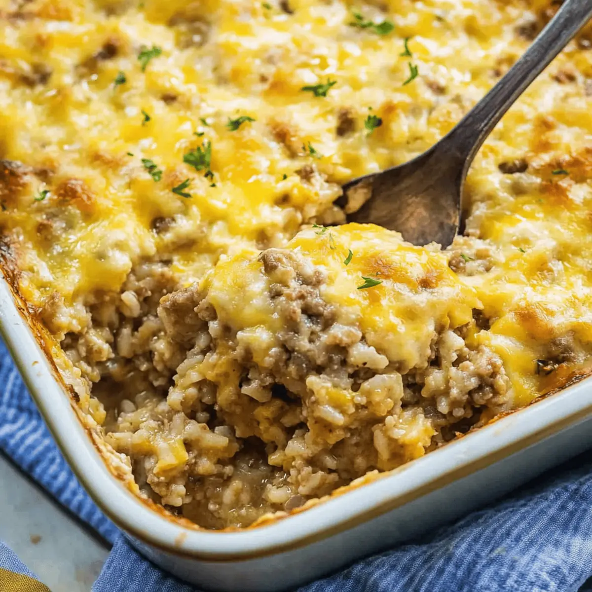 Cheesy Hamburger Rice Casserole
