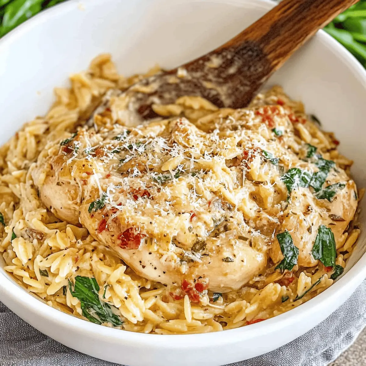 Slow Cooker Parmesan Herb Chicken with Orzo and Spinach Recipe