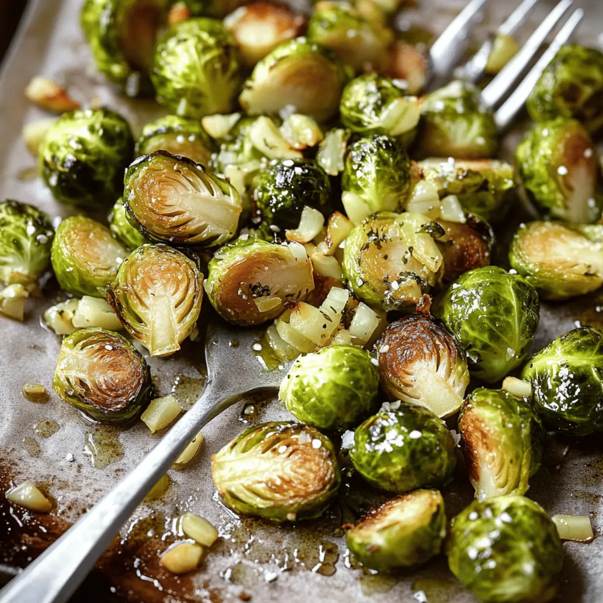 Garlic Roasted Brussels Sprouts Recipe with Parmesan and Pine Nuts
