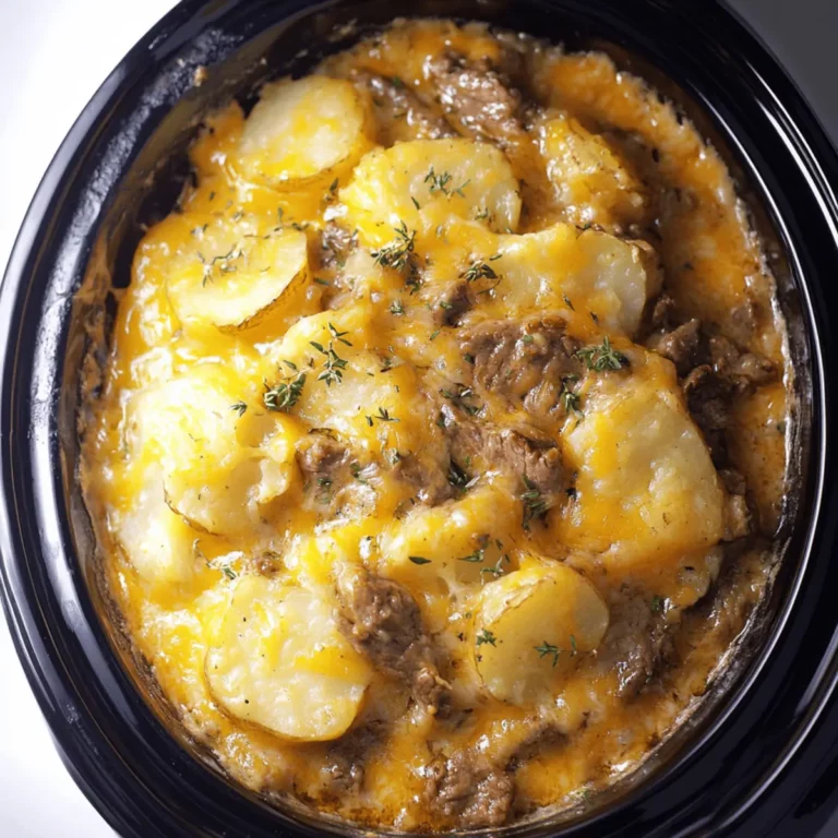 Slow Cooker Steak and Cheddar Potato Casserole