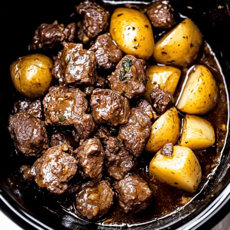 Crockpot Garlic Butter Beef Bites with Potatoes