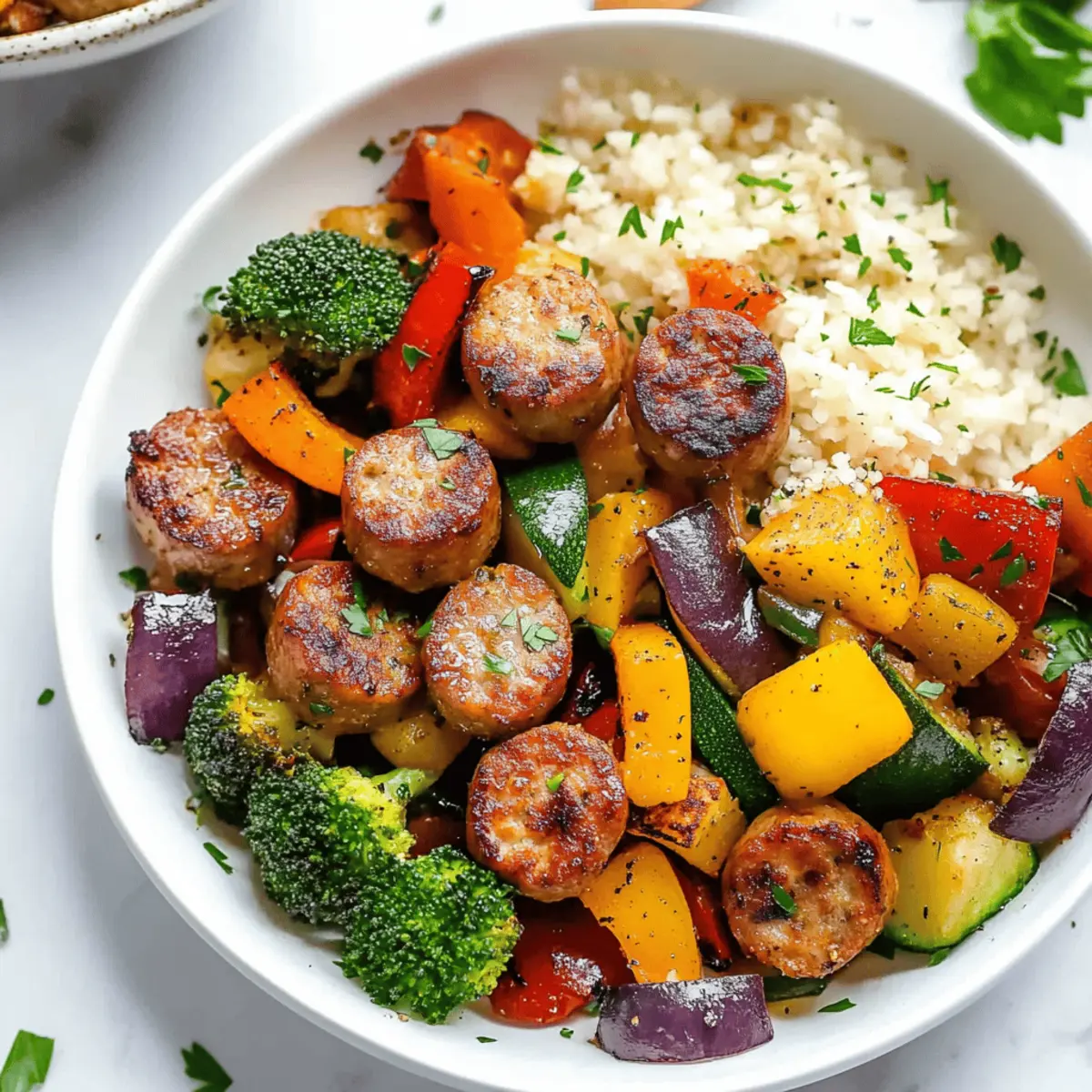 Quick and Easy 10 Minute Air Fryer Chicken Sausage and Veggies Recipe
