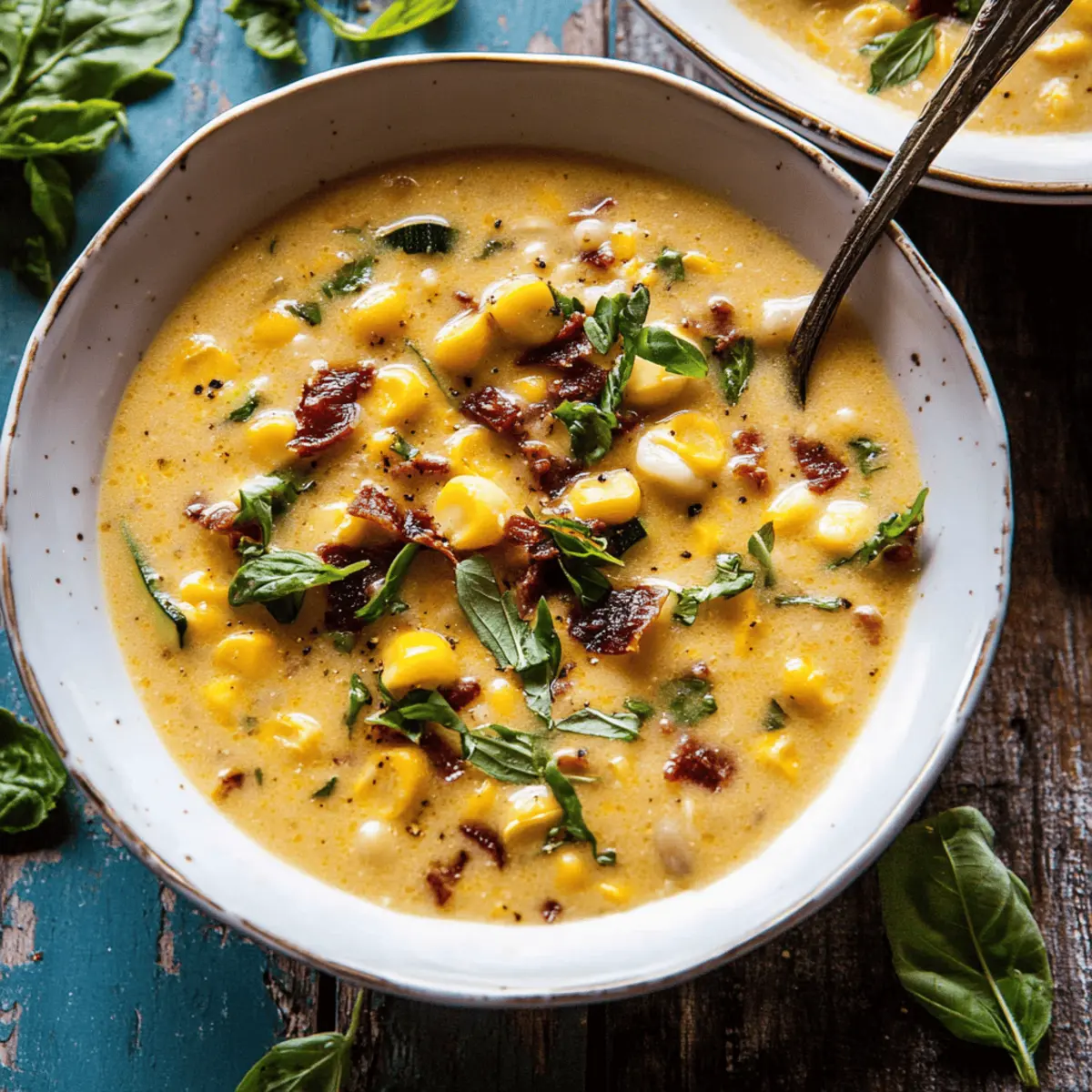 Delicious Corn and Zucchini Chowder with Bacon and Cheese