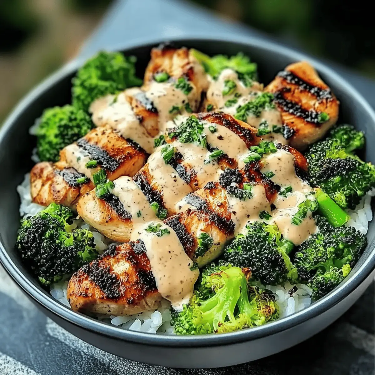 Delicious Grilled Chicken & Broccoli Bowls with Garlic Sauce Recipe
