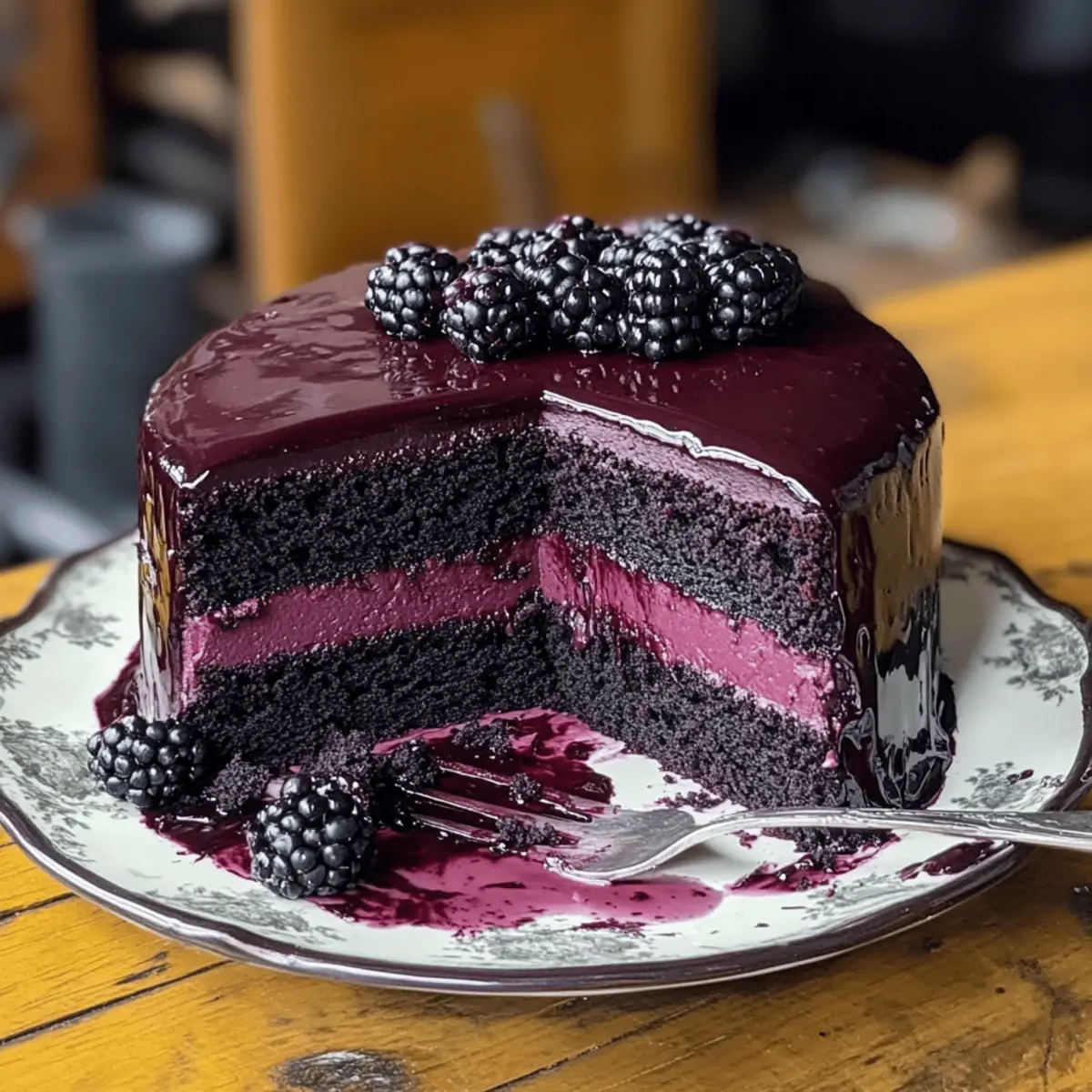 Decadent Blackberry Velvet Gothic Cake Recipe with Dark Chocolate Ganache