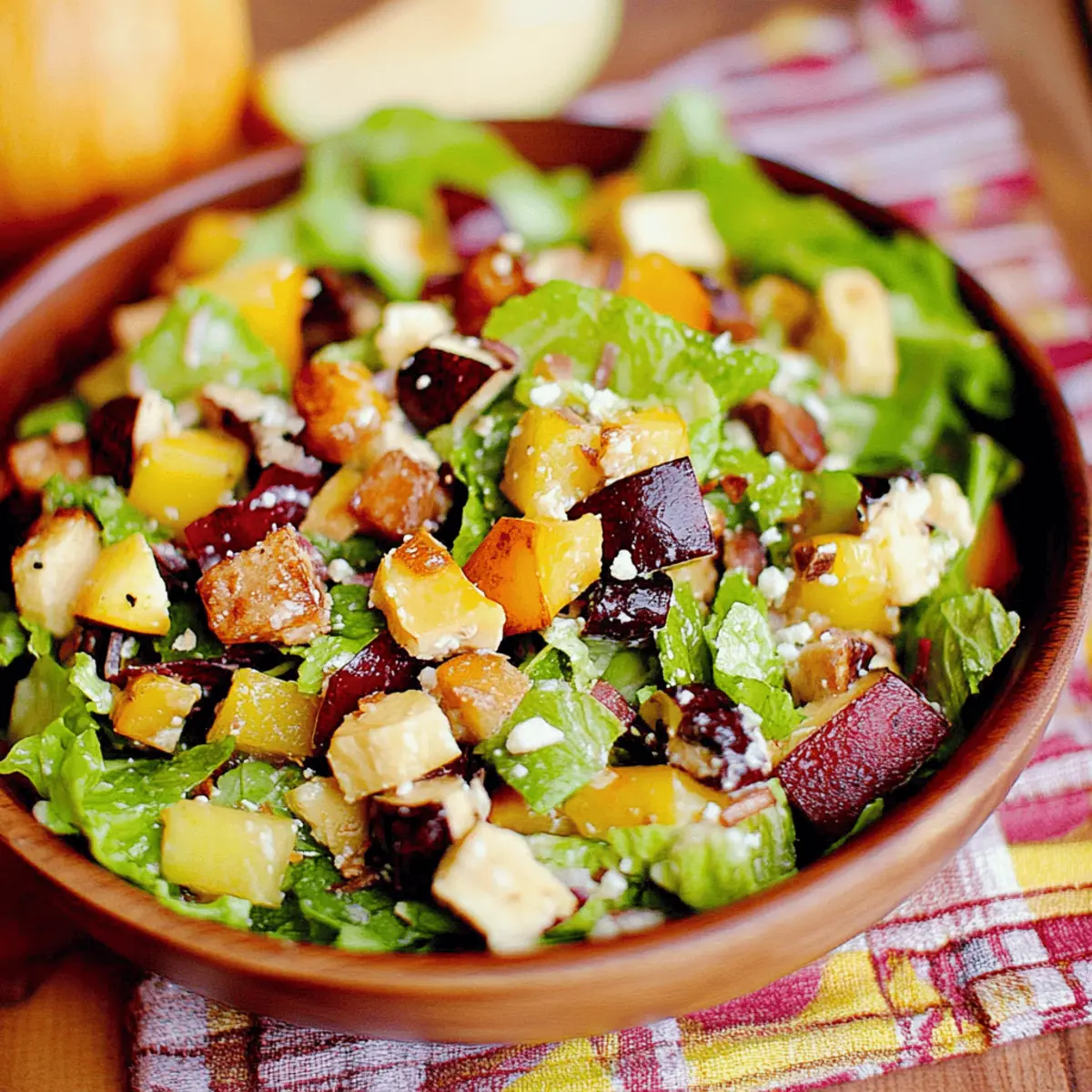 Delicious Autumn Chopped Salad with Bacon and Fresh Fruit