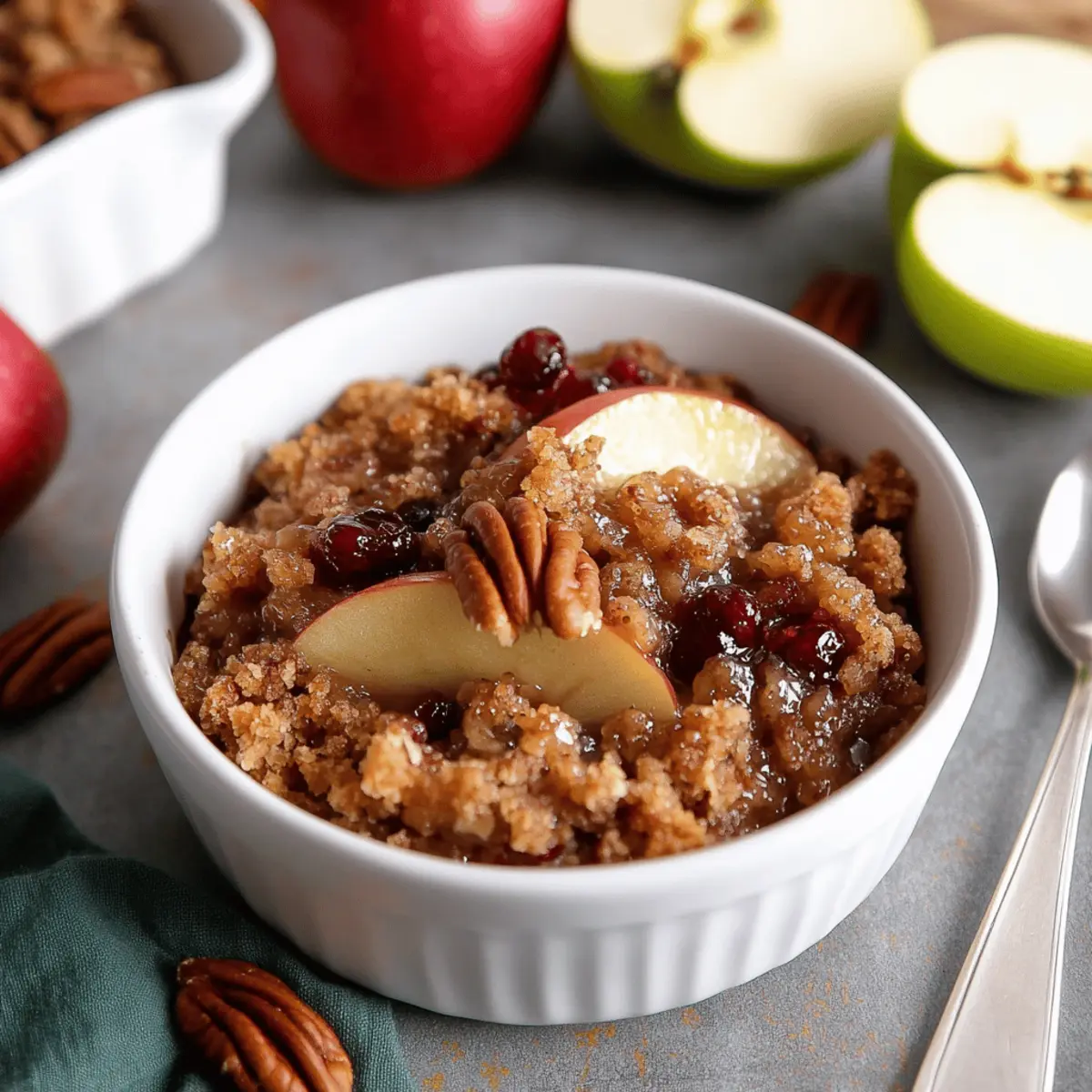Spiced Cranberry Apple Crumble with Pecan Topping